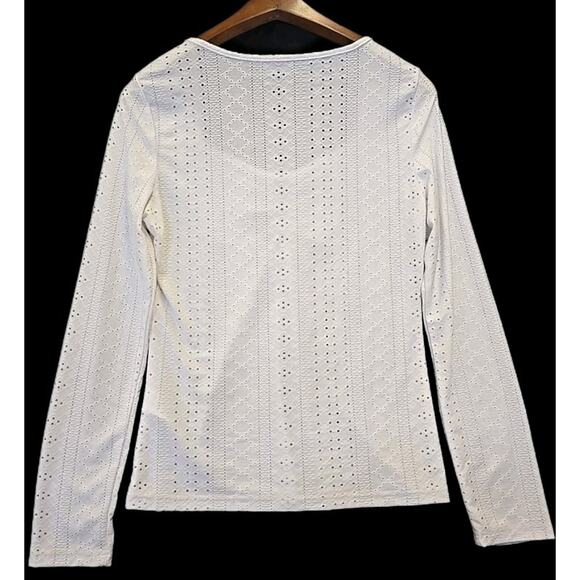 Y2K Style Womens Top Large Ruched White Eyelet Sweatheart Soft Girl Cottagecore - Picture 5 of 7